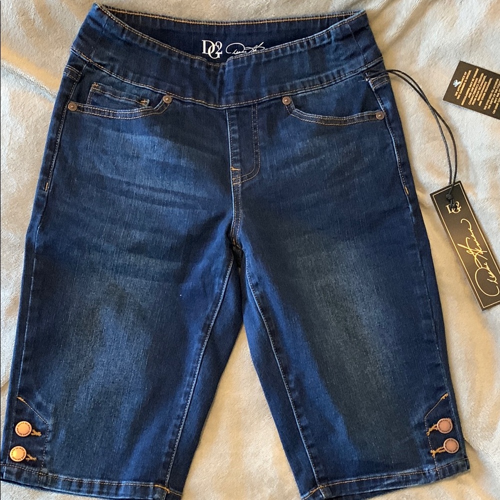DG2 by Diane Gilman Women's Blue Denim Bermudas